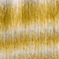 3: A mohair throw blanket in mustard and ivory stripe.