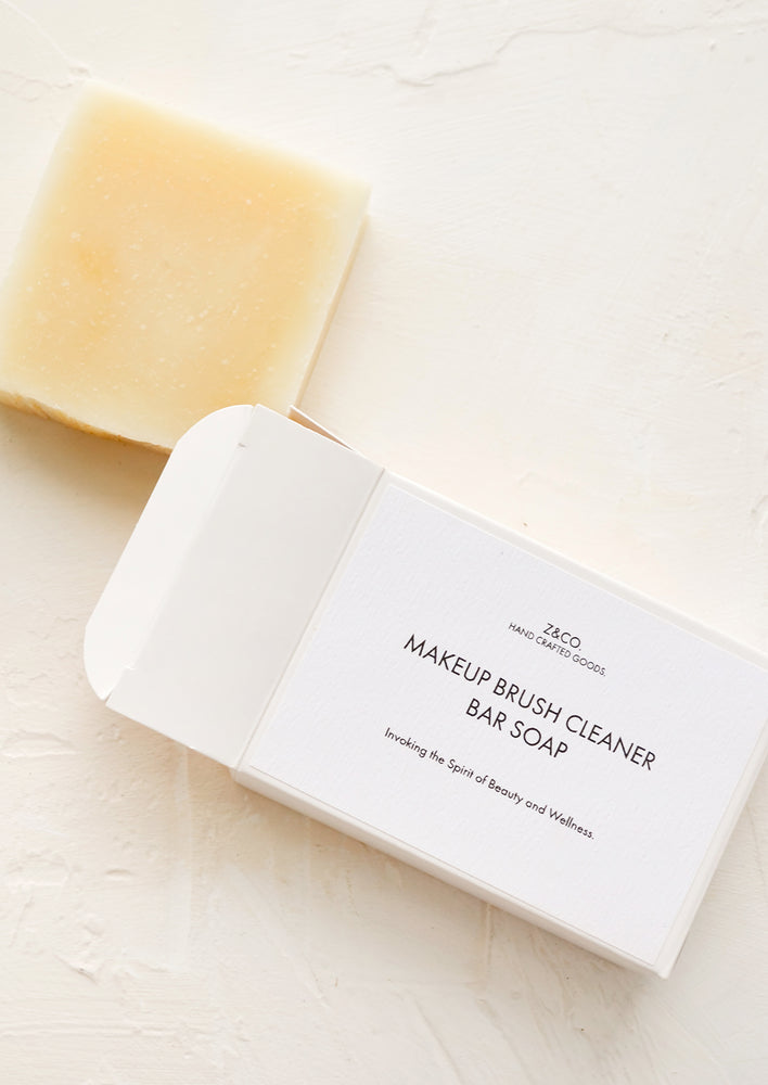 A box packaging with makeup cleansing bar.