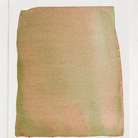 1: An art print with squared watercolor form in layered brown and olive green.