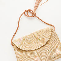 Natural: Leah Straw Shoulder Bag in Natural - LEIF