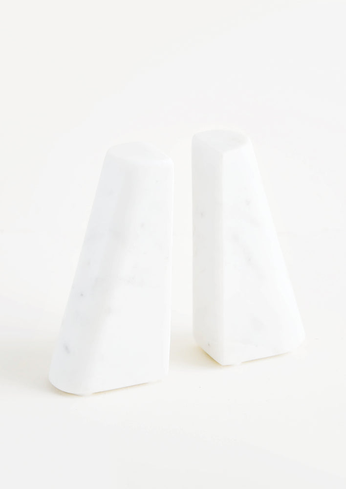 1: Tapered White Marble Bookends in  - LEIF