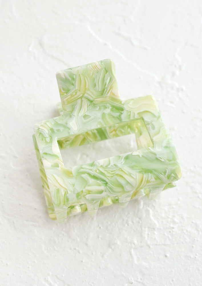 A marbled hair clip in lime marble.