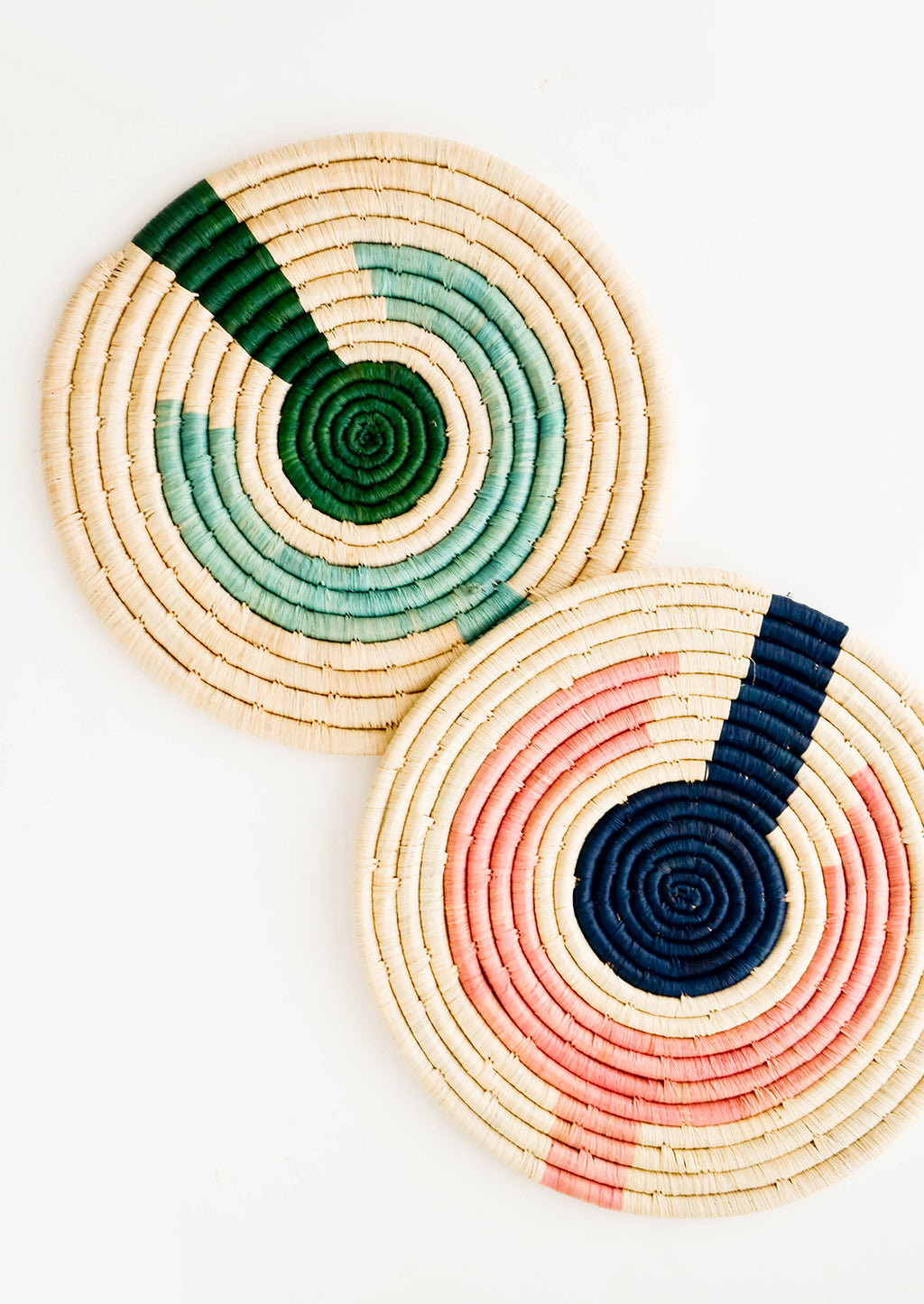 1: Colorful Geometric Patterned Raffia Trivets - LEIF