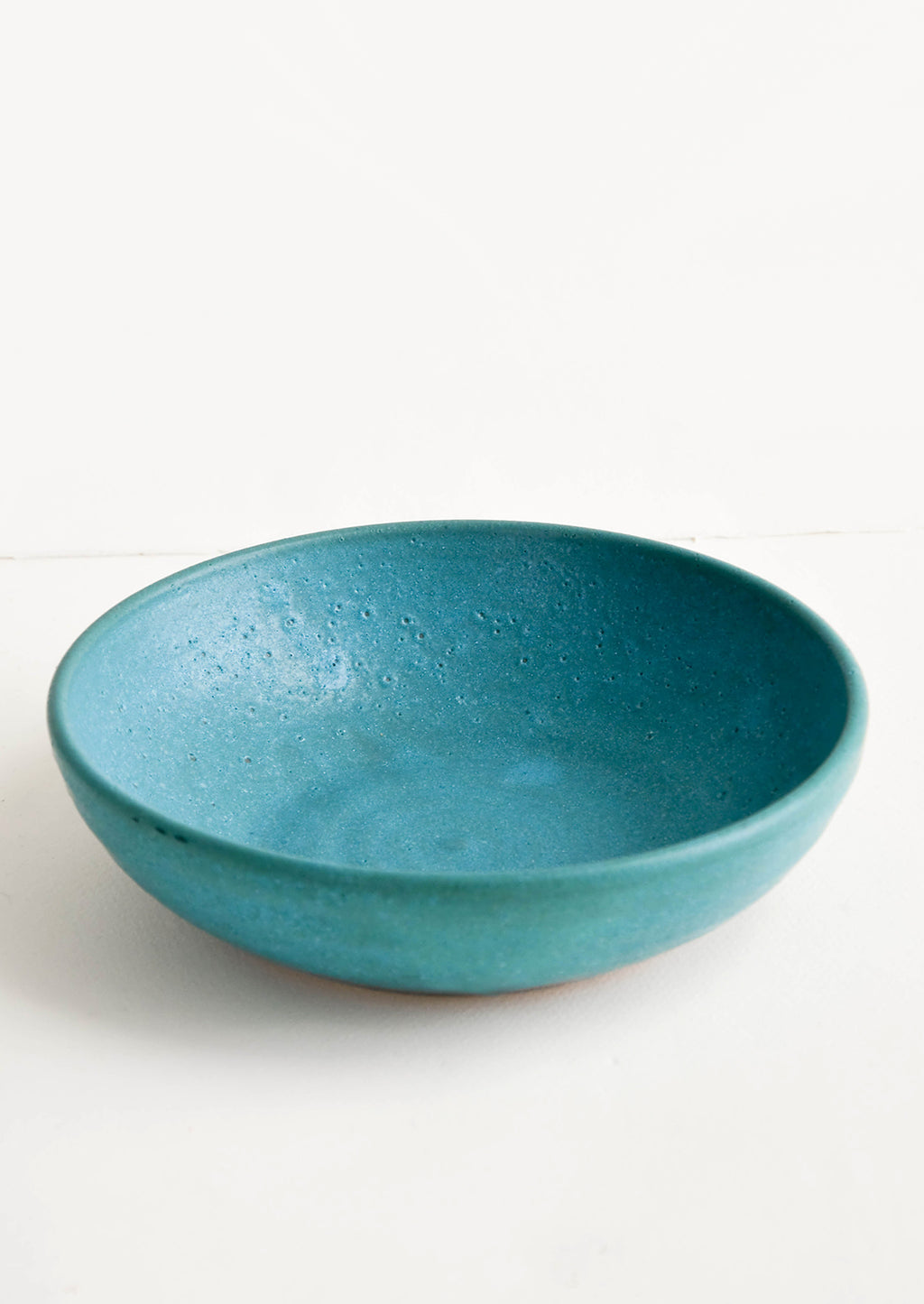 Salad Bowl / Rustic Turquoise: Handmade ceramic bowl in wide, shallow shape and rustic turquoise glaze