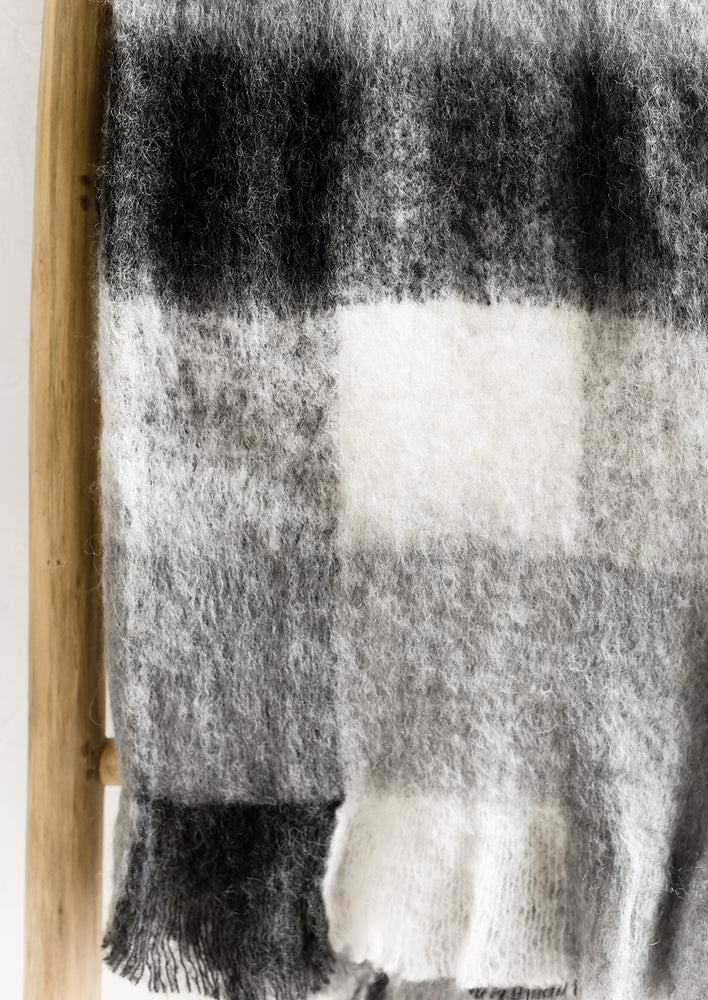 Mohair Check Throw Blanket hover
