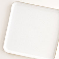 1: Square Ceramic Tray with Lipped Edge in Ivory.