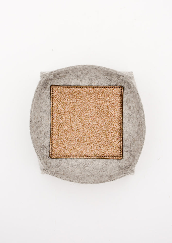 Large / Heather Grey: Felt & Leather Catchall Tray in Large / Heather Grey - LEIF