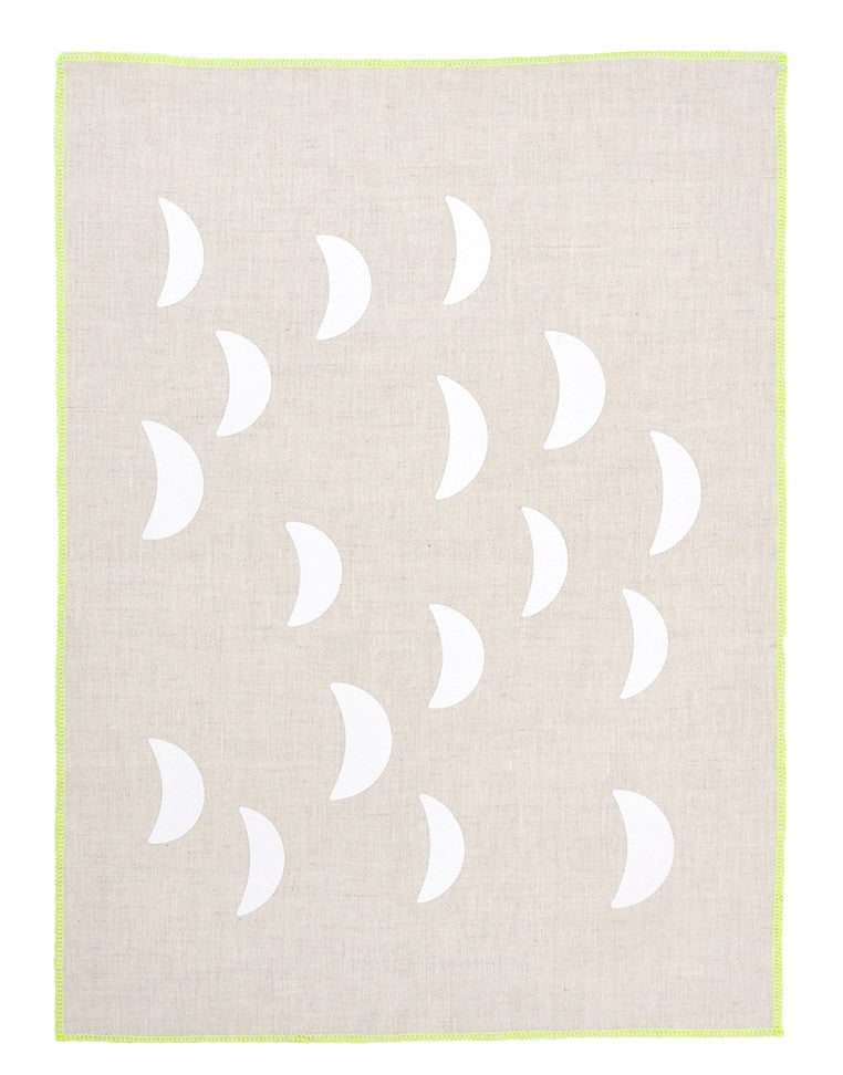 Natural / White: Moons Tea Towel in Natural / White - LEIF