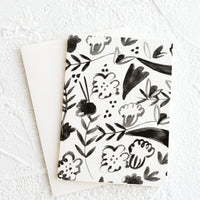 Black Fleurs: A gift enclosure greeting card with a black and white floral print.