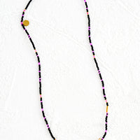 Black / Neon Pink: A seed bead choker necklace in black and neon pink beads.