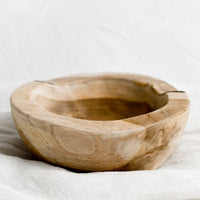 Small: A teakwood bowl with natural cracks and cutout.
