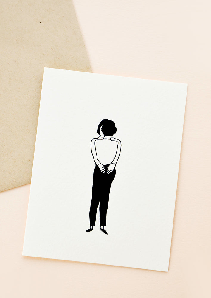 Greeting Card with Genderless Couple Embracing Pictured on Front