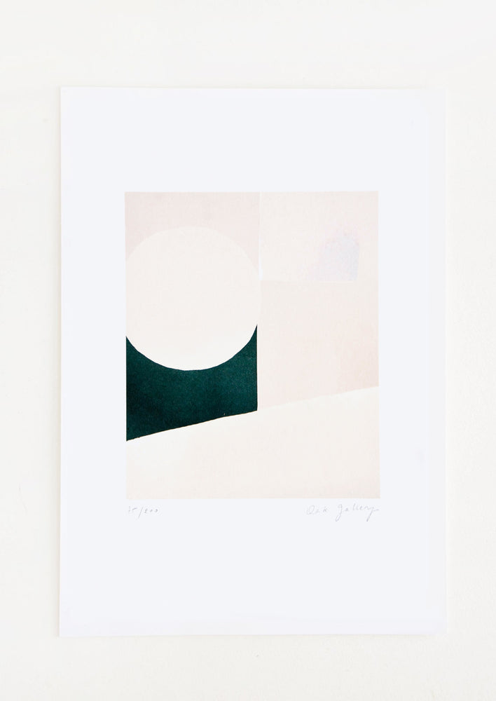 Minimalist abstract art print in pale colors and dark green