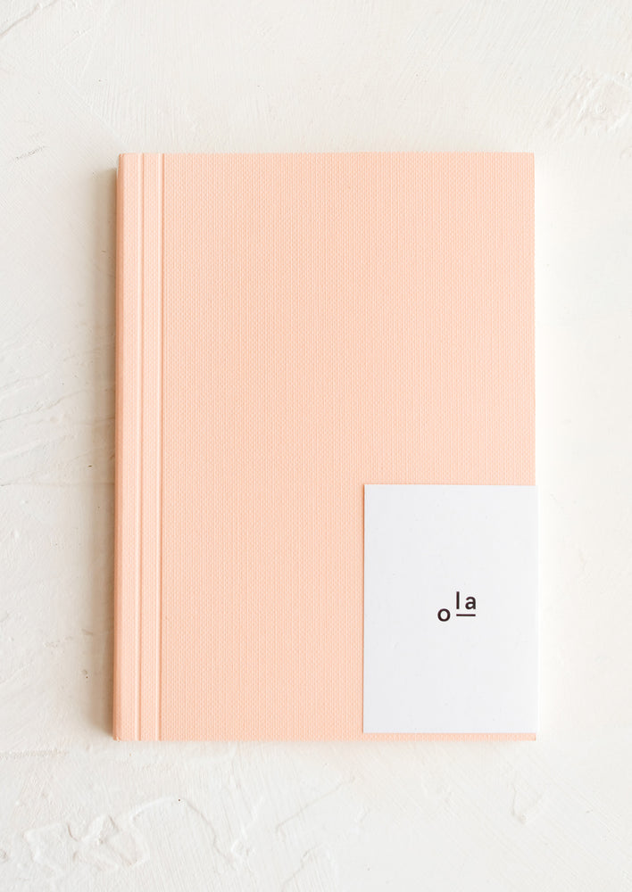 A small peach notebook.