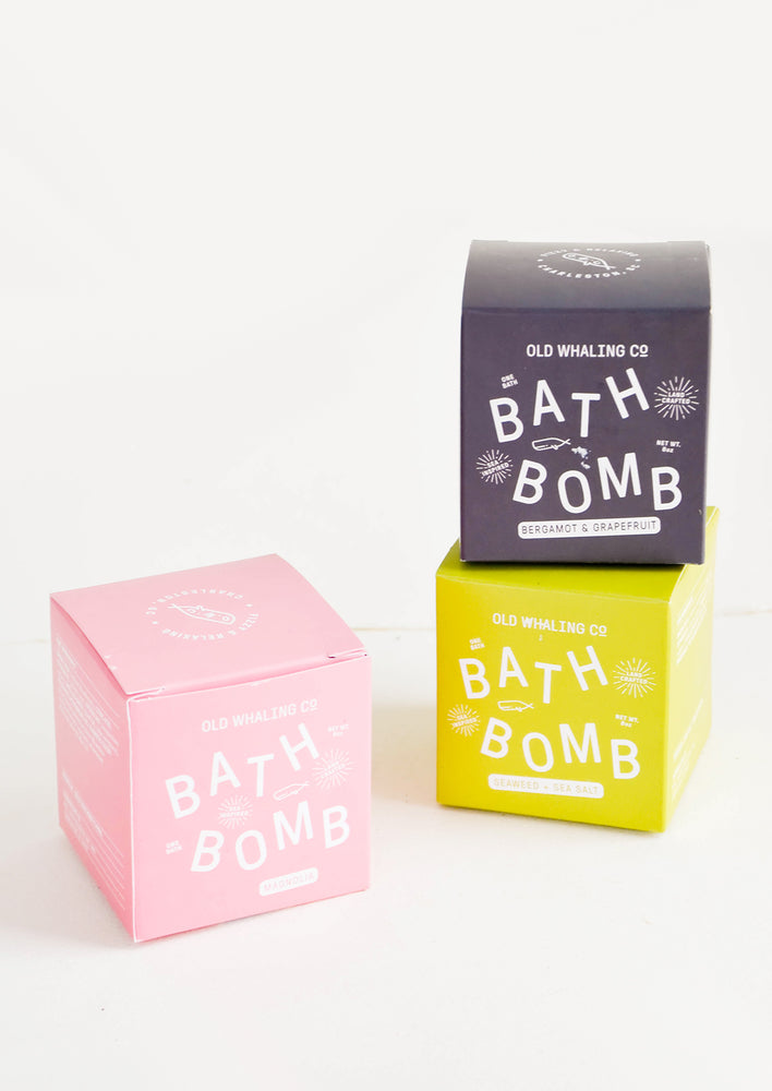 Colorful packaging of scented bath bombs