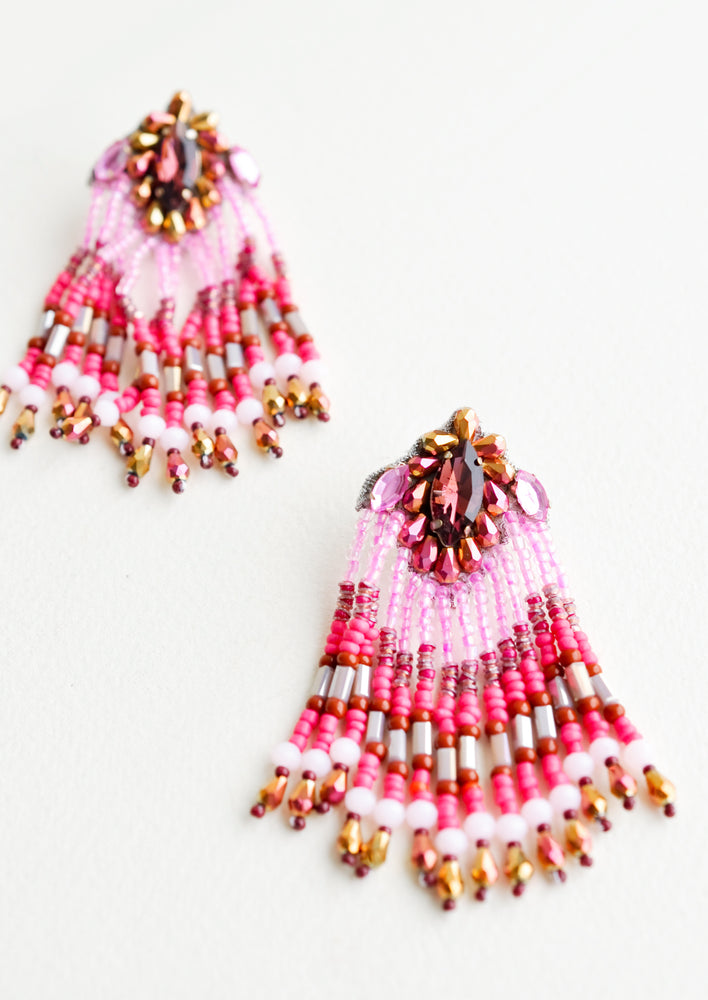 Pink Multi: Maharaja Beaded Earrings in Pink Multi - LEIF