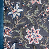 2: Navy blue floral print fabric.