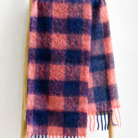 Begonia Pink / Navy: A cozy scarf in pink and blue check print.