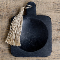 Black Marble: A paddle shaped marble spoon rest in black.