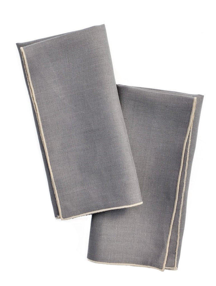 Two-Tone Palette Linen Napkin Set in Smoke / Ash - LEIF