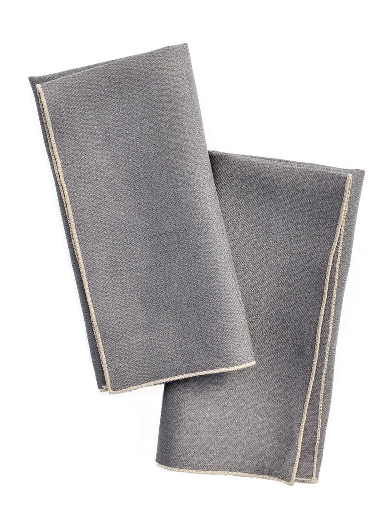 Smoke / Ash: Two-Tone Palette Linen Napkin Set in Smoke / Ash - LEIF