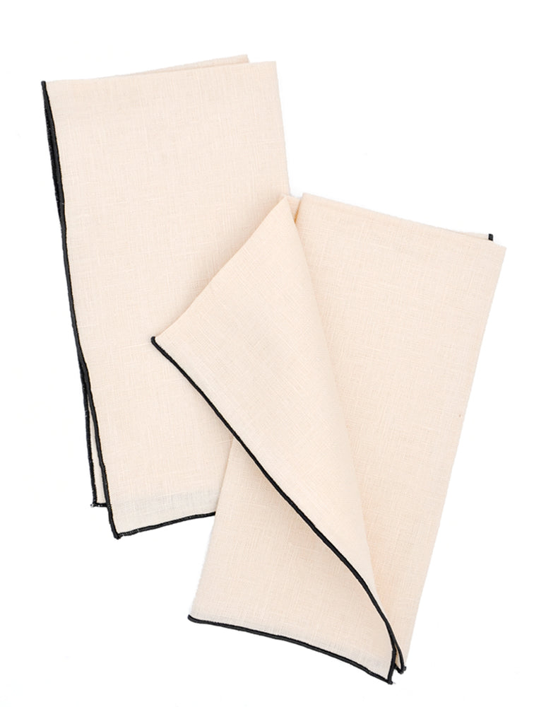 Two-Tone Palette Linen Napkin Set in Almond / Graphite - LEIF