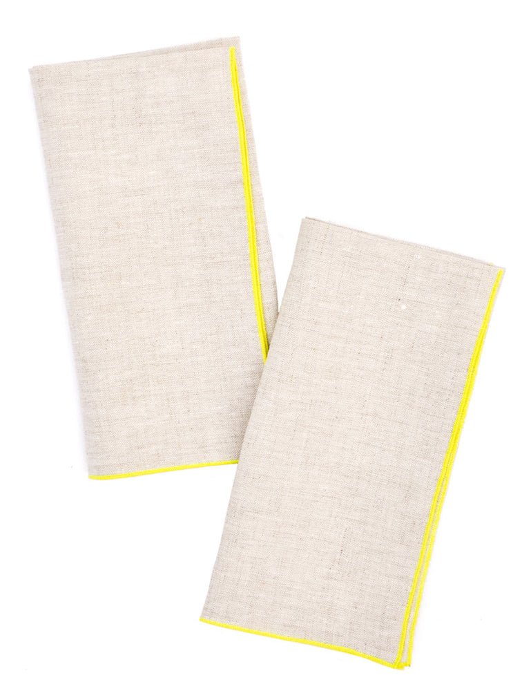 Wheat / Fluoro: Two-Tone Palette Linen Napkin Set in Wheat / Fluoro - LEIF