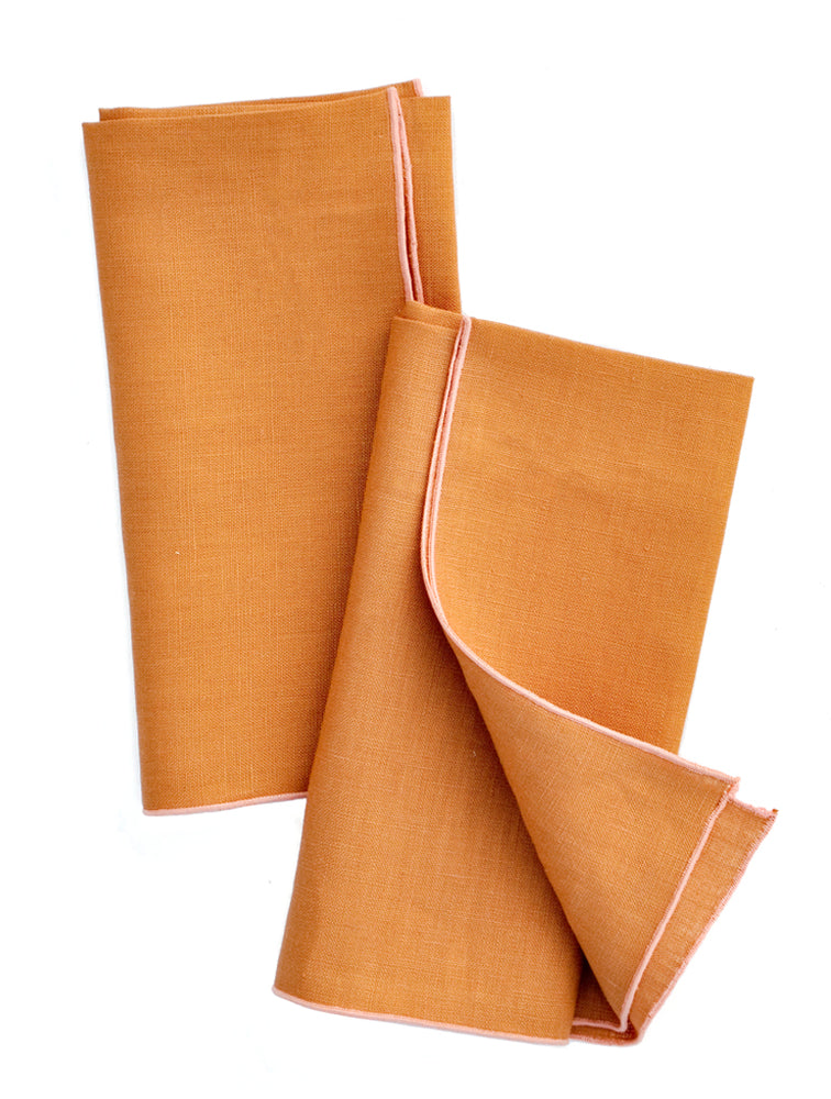 Two-Tone Palette Linen Napkin Set in Whiskey / Blossom - LEIF