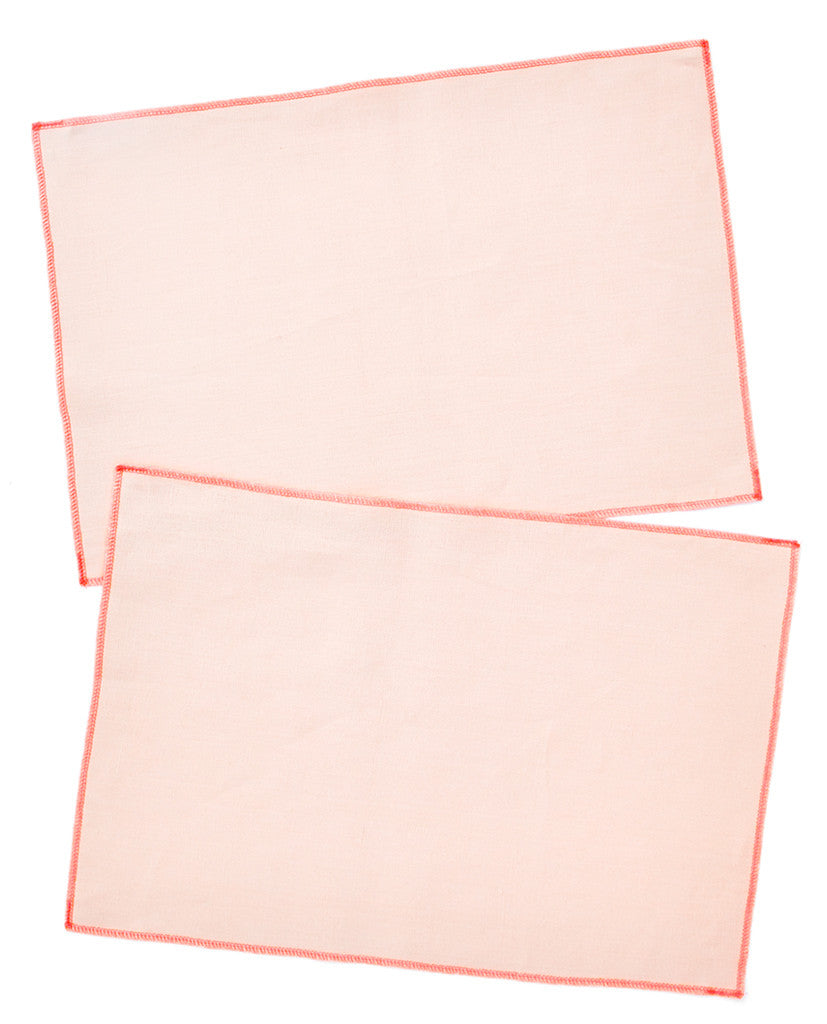 Apricot / Fluoro Red: Palette Linen Placemat Set in Apricot / Fluoro Red - LEIF