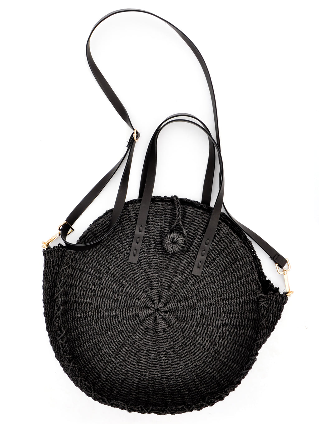 Black: Palisades Raffia Crossbody Bag in Black - LEIF