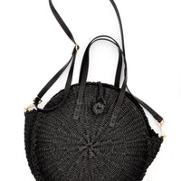 Black: Palisades Raffia Crossbody Bag in Black - LEIF