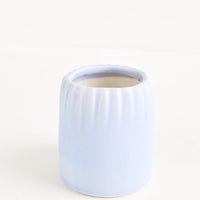 Periwinkle: Small and short ceramic vase in Periwinkle Blue with Groove Detailing