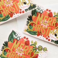 Boxed Set of 8: Three diecut christmas cards in poinsettia design.