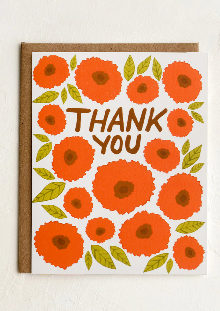 1: A red poppy print card reading "THANK YOU".