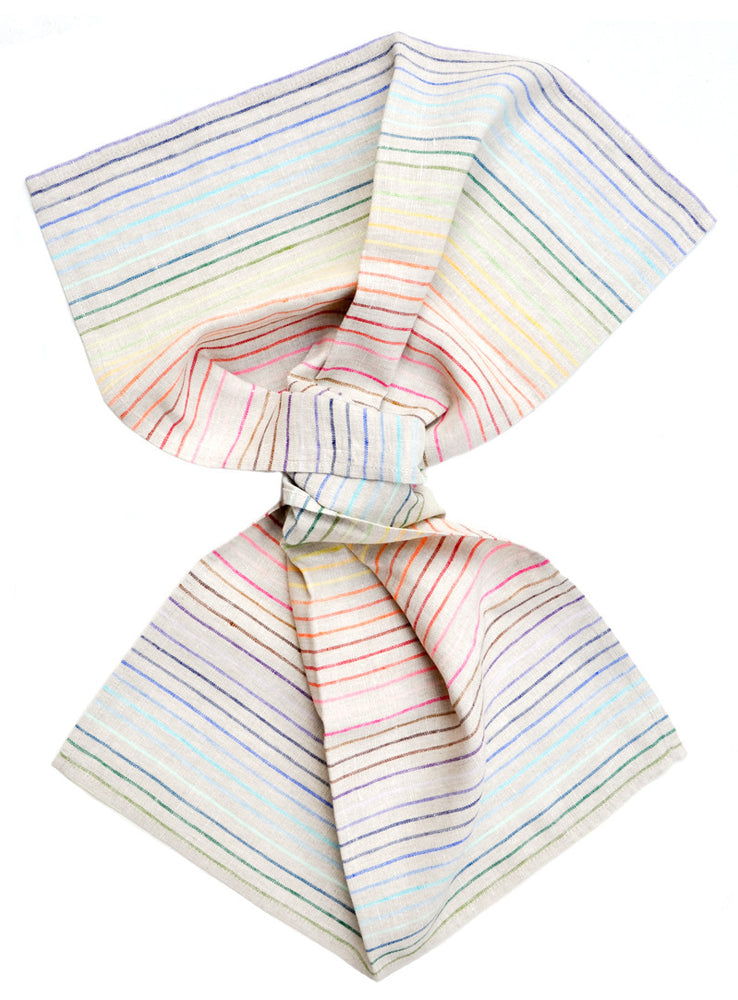 1: Rainbow Stripe Linen Hand Towel in  - LEIF