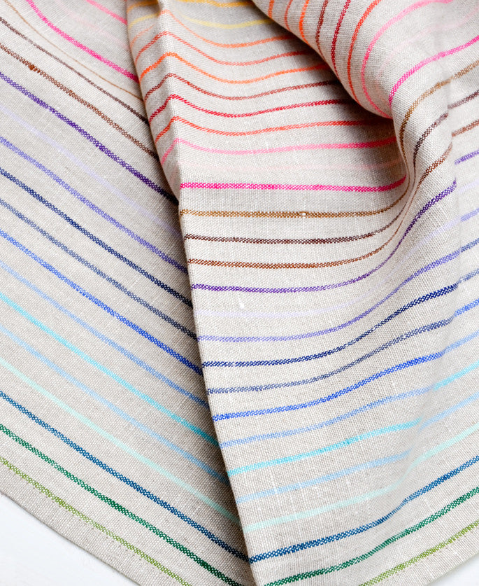 Rainbow Stripe Linen Hand Towel hover