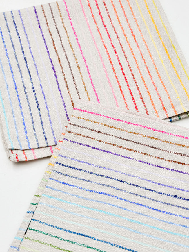 Rainbow Stripe Linen Napkin Set hover