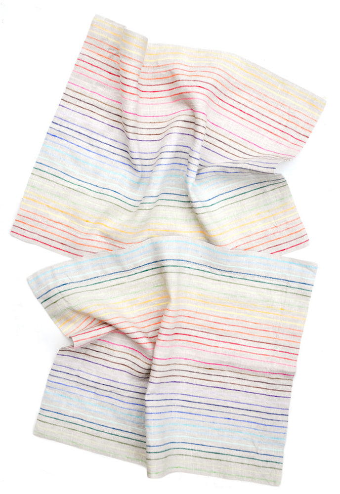 1: Rainbow Stripe Linen Placemat Set in  - LEIF