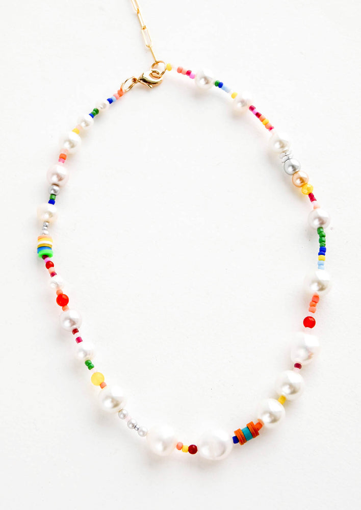Rainbow Pearl Beaded Necklace