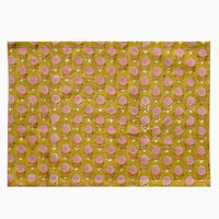 Mustard / Rose Multi: A pink and yellow floral block print placemat.