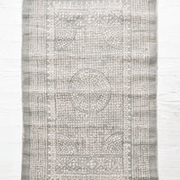 Petrol: Flatweave rug with contrasting oriental pattern and fringe trimmed edges on two sides