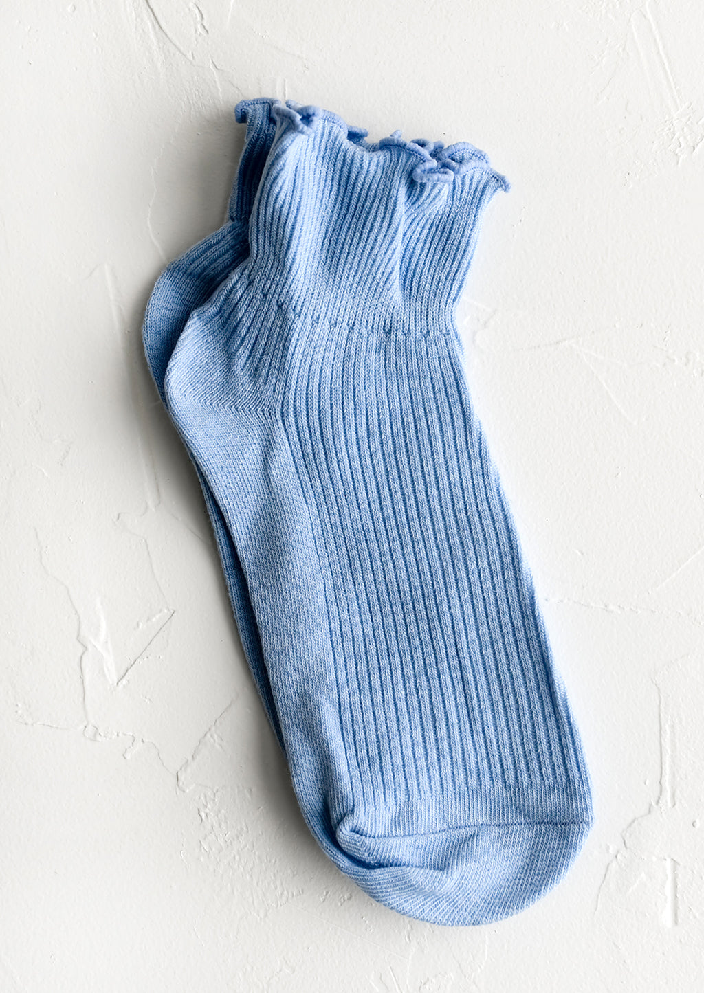 Sky: A pair of cotton ankle socks in sky blue.
