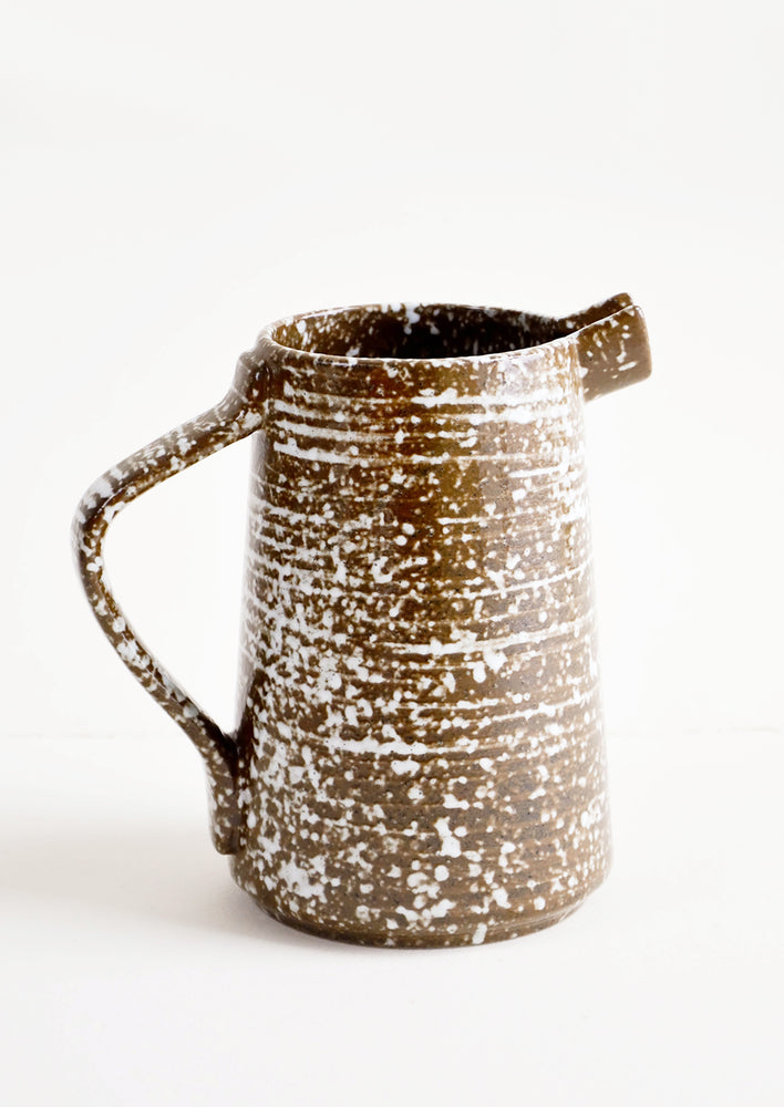 1: Speckled Rustic Ceramic Pitcher in Brown & White - LEIF