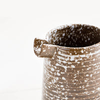 2: Spout Detail on Speckled Rustic Ceramic Pitcher in Brown & White - LEIF