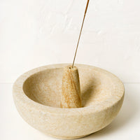 2: A sandstone incense burner with bowl for stick incense.