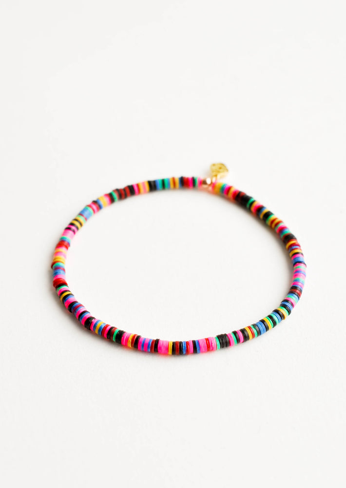 Bright multicolored heishi bead bracelet. 