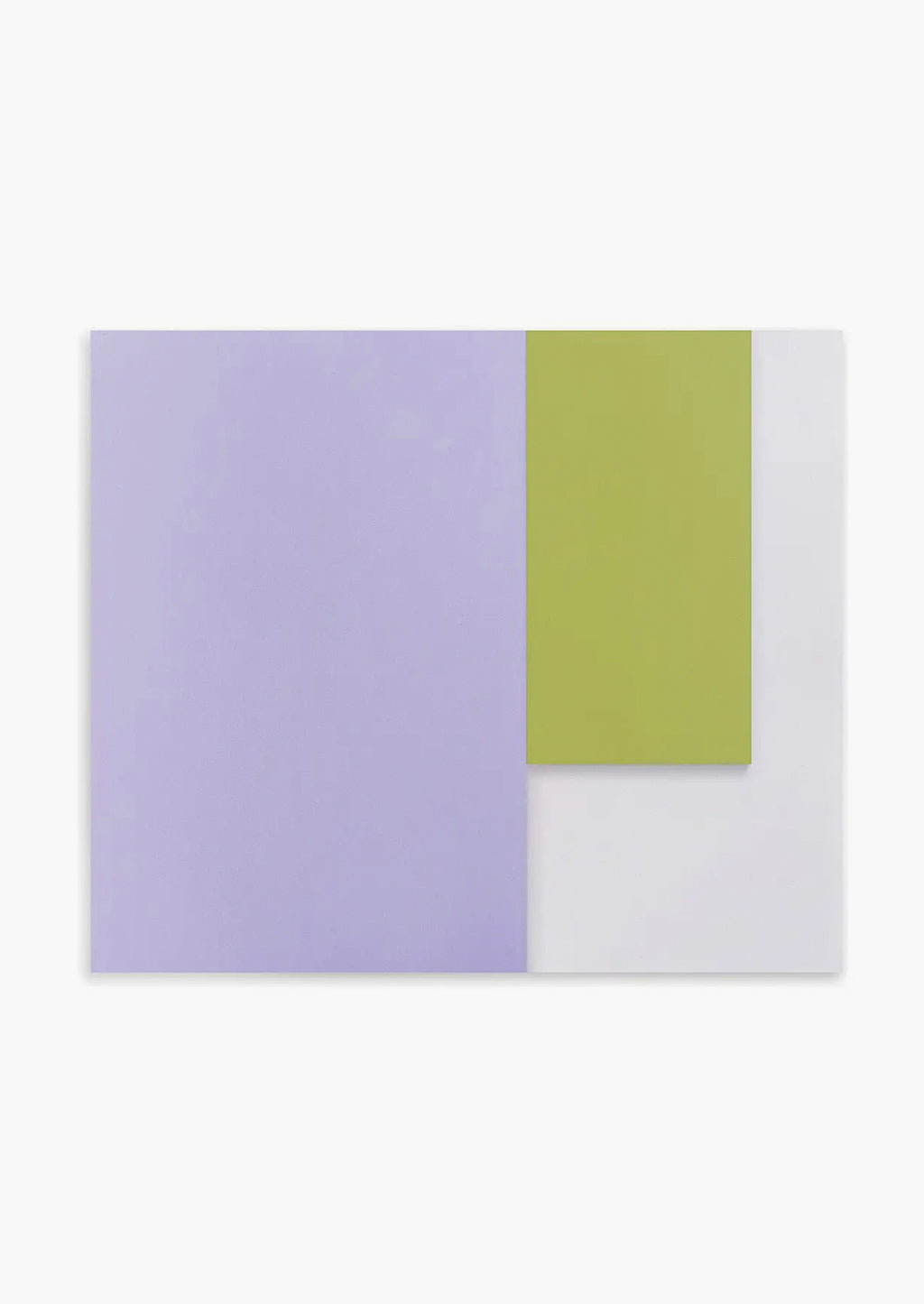 Lavender / White / Lime: A landscape oriented notepad with three separate sized sections in lavender, white and lime green..