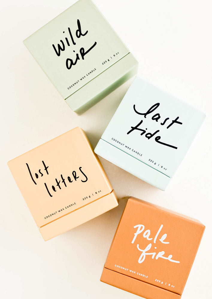 Four boxes in light green, pale blue, peach, and rust with cursive text. 