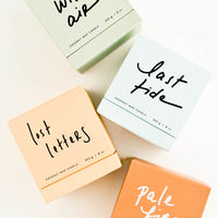 1: Four boxes in light green, pale blue, peach, and rust with cursive text. 