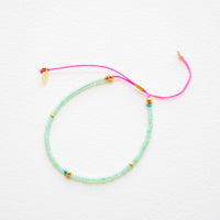 Sea Green / Neon Pink: Frosted Seed Beaded Bracelet in Sea Green / Neon Pink - LEIF